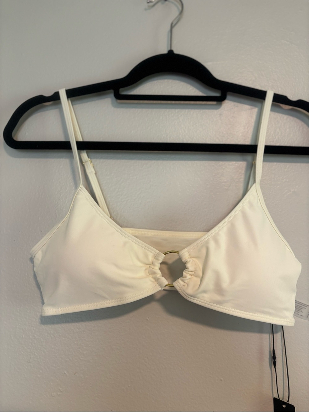 Fashion Nova Cream Ring-Front Bandeau Bralette